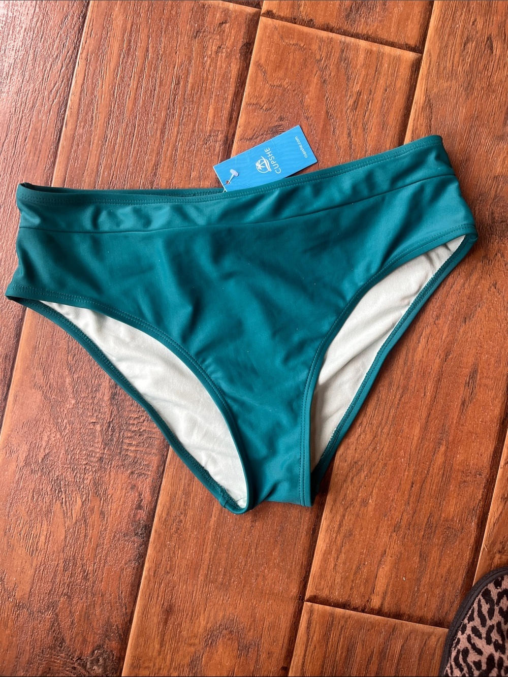 Cupshe Teal High-Waist Bikini Bottom